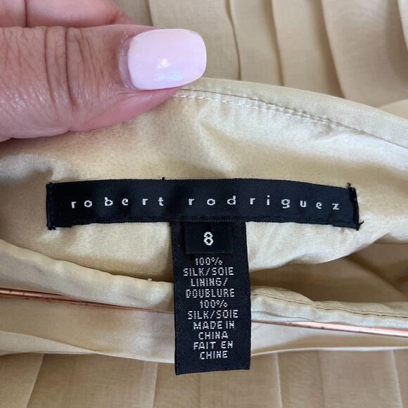 Vintage 90s Y2K Robert Rodriguez Silk Pleated Skirt Size 8 Tan Fairy Chiffon - Picture 6 of 8